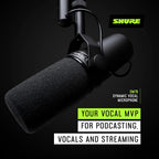 Shure SM7B Vocal Dynamic Microphone, Broadcast/Studio Mic