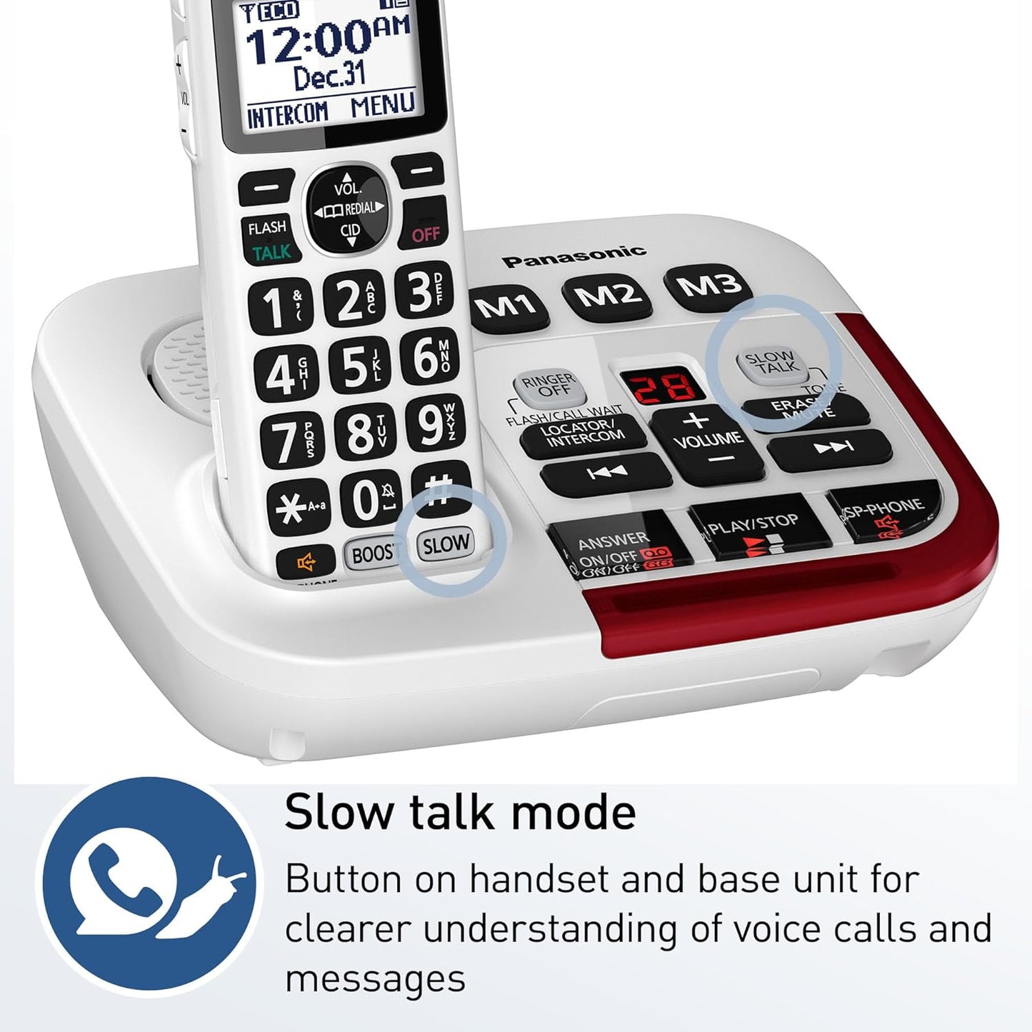Panasonic KX-TGM420W Amplified Cordless Phone White