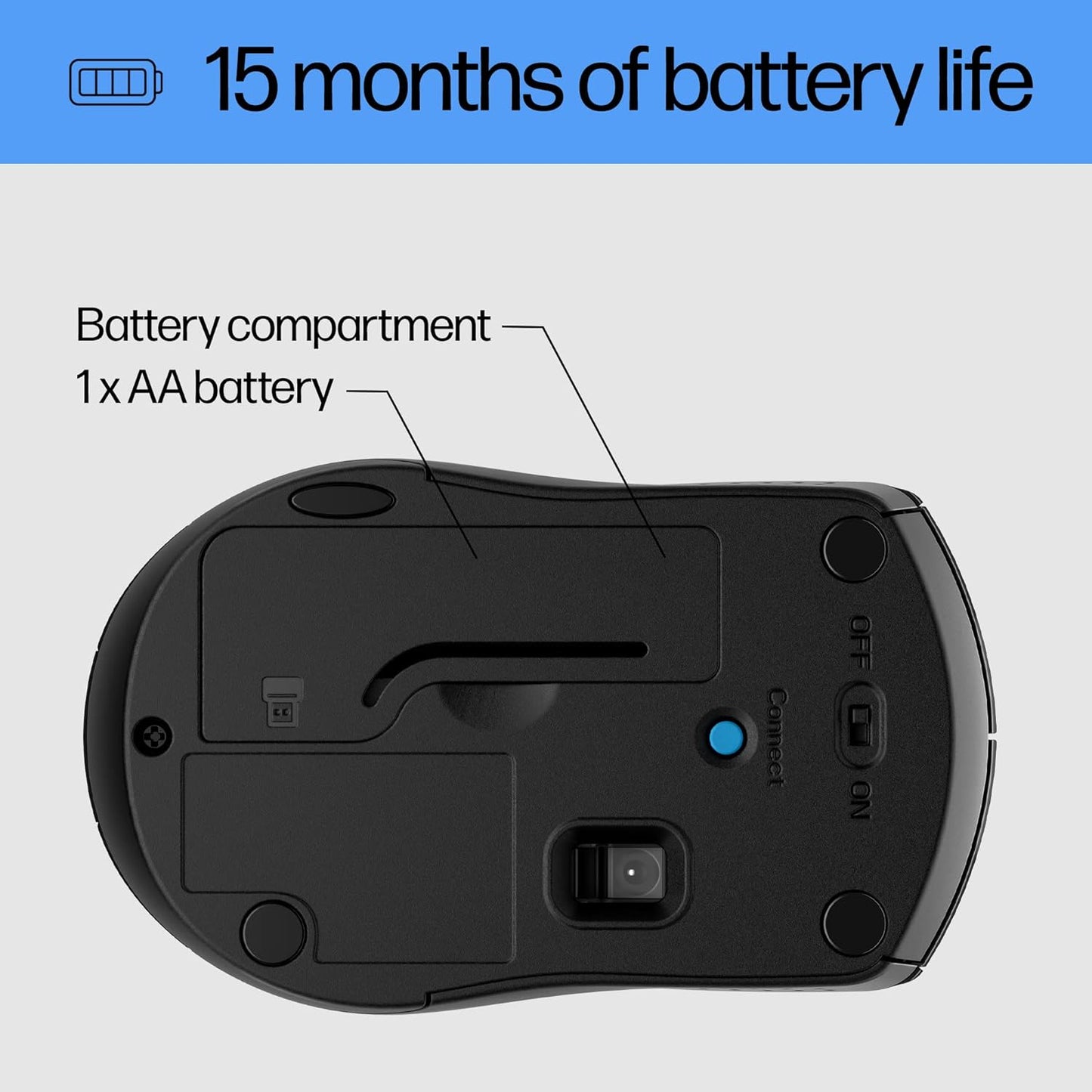 HP X3000 G3 Black Wireless Mouse 1600 DPI