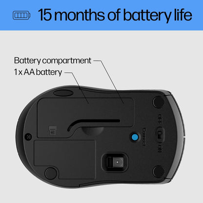 HP X3000 G3 Black Wireless Mouse 1600 DPI