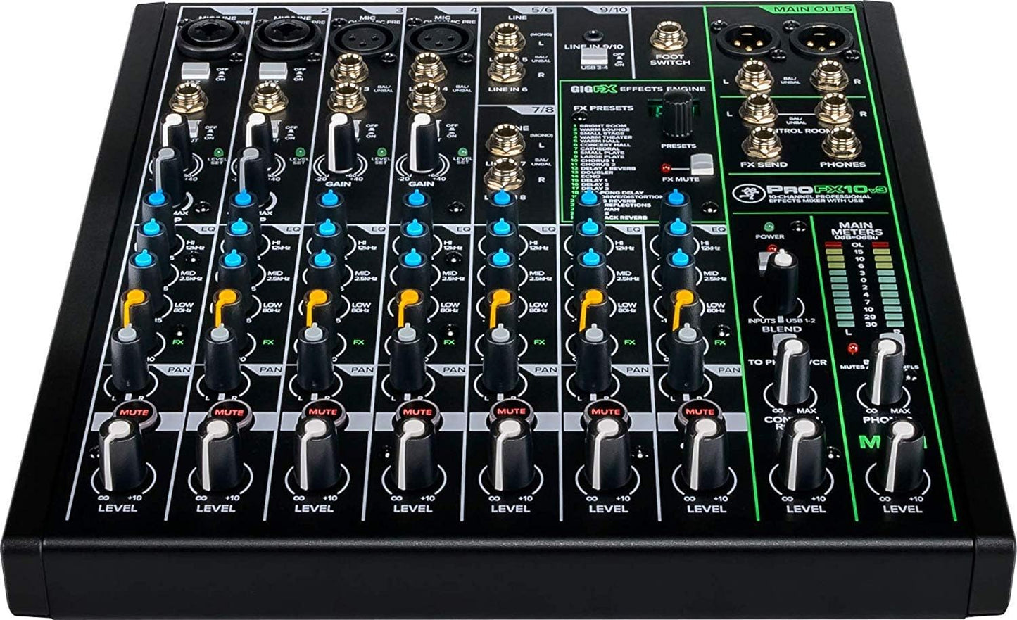 Gravity PROFX10V3+TH02+XLR(2)+M Mackie 10-Channel Mixer Bundle
