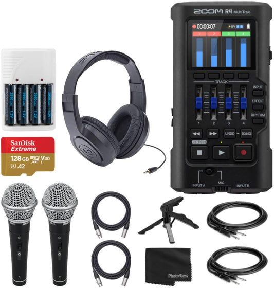 Zoom R4 MultiTrak 32-Bit Float Recorder Bundle with Accessories