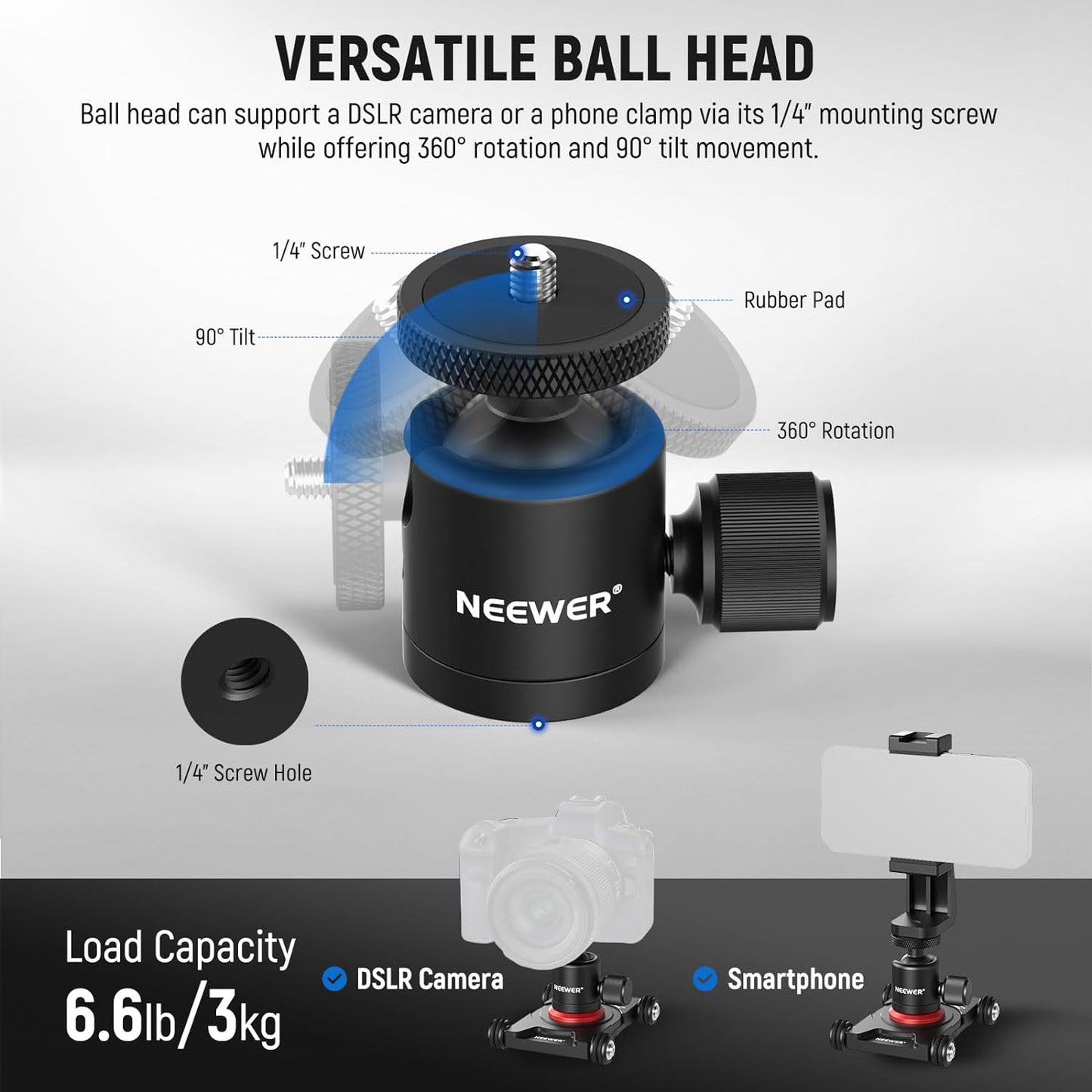 Neewer SD001 Camera Slider Dolly with Ball Head