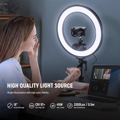 Neewer RL45B 18" Edge Lit Dimmable Ring Light Kit