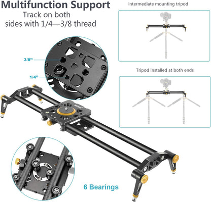 Neewer 47.2" Carbon Fiber Camera Slider: Video Stabilizer