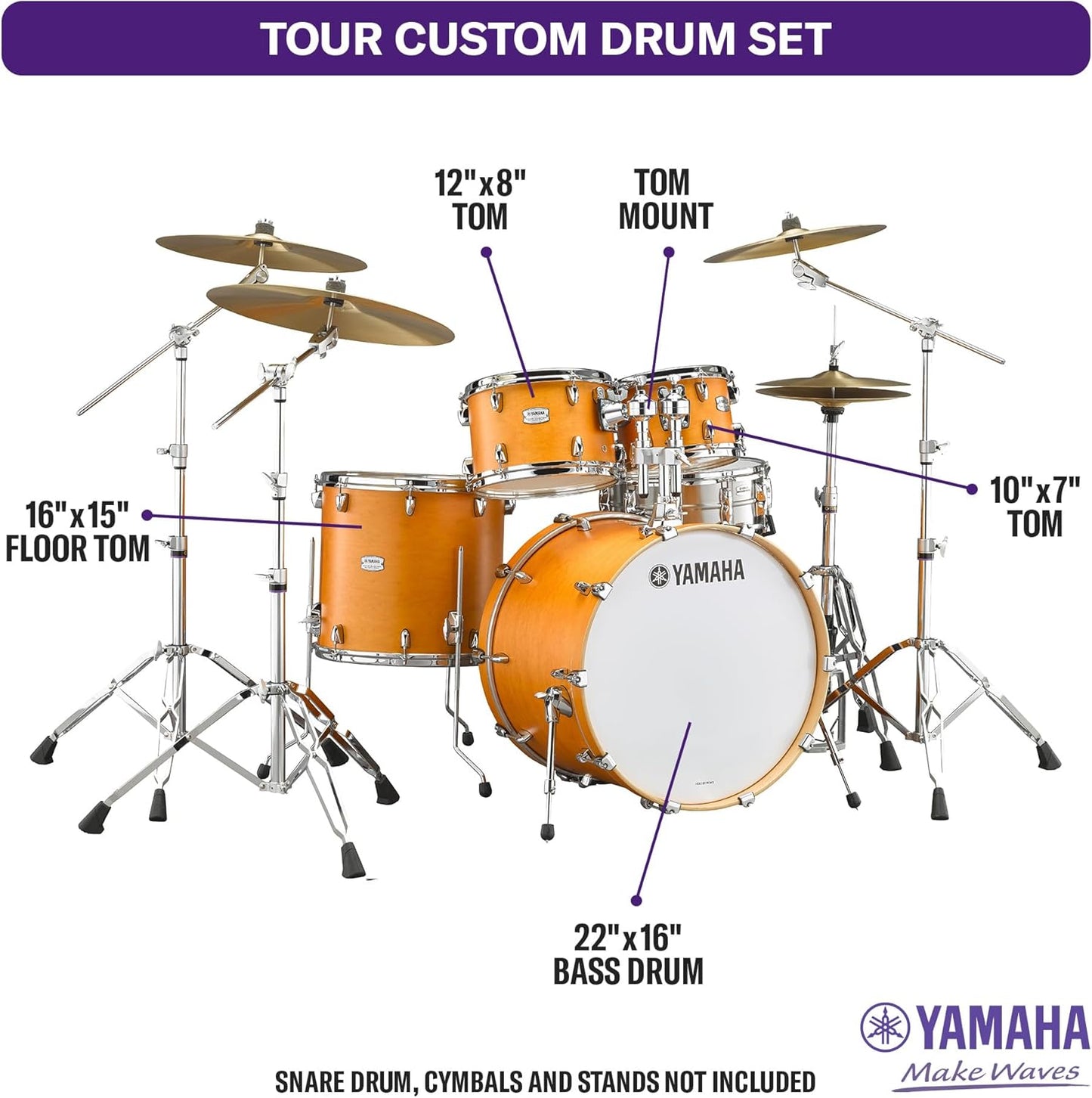 Yamaha TMP2F4CRS Tour Custom Maple 4pc Drum Shell Pack Caramel Satin