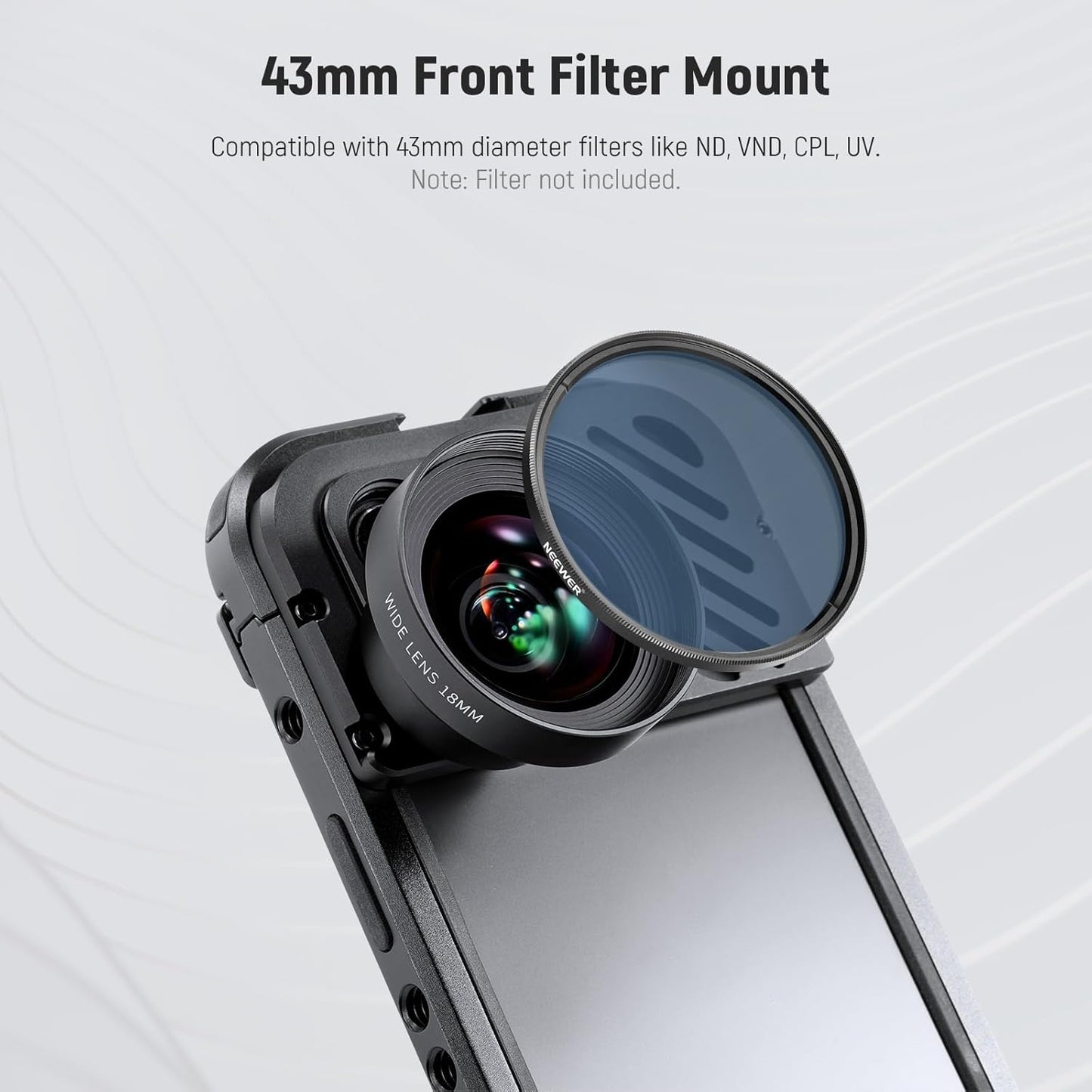 Neewer 10103183: 18mm HD Wide Angle Phone Lens, 17mm Thread