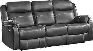 Lexicon 194840124146 Miramar Polished Microfiber Reclining Sofa Gray