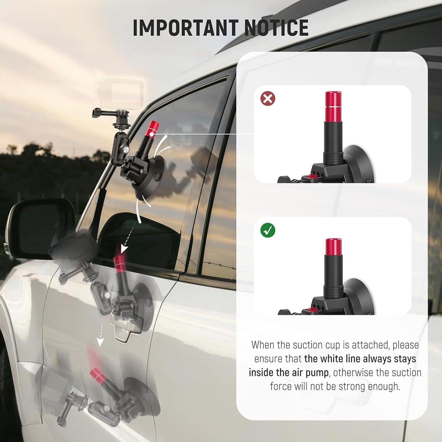 Neewer CA065 Triple Suction Cup Car Mount Kit