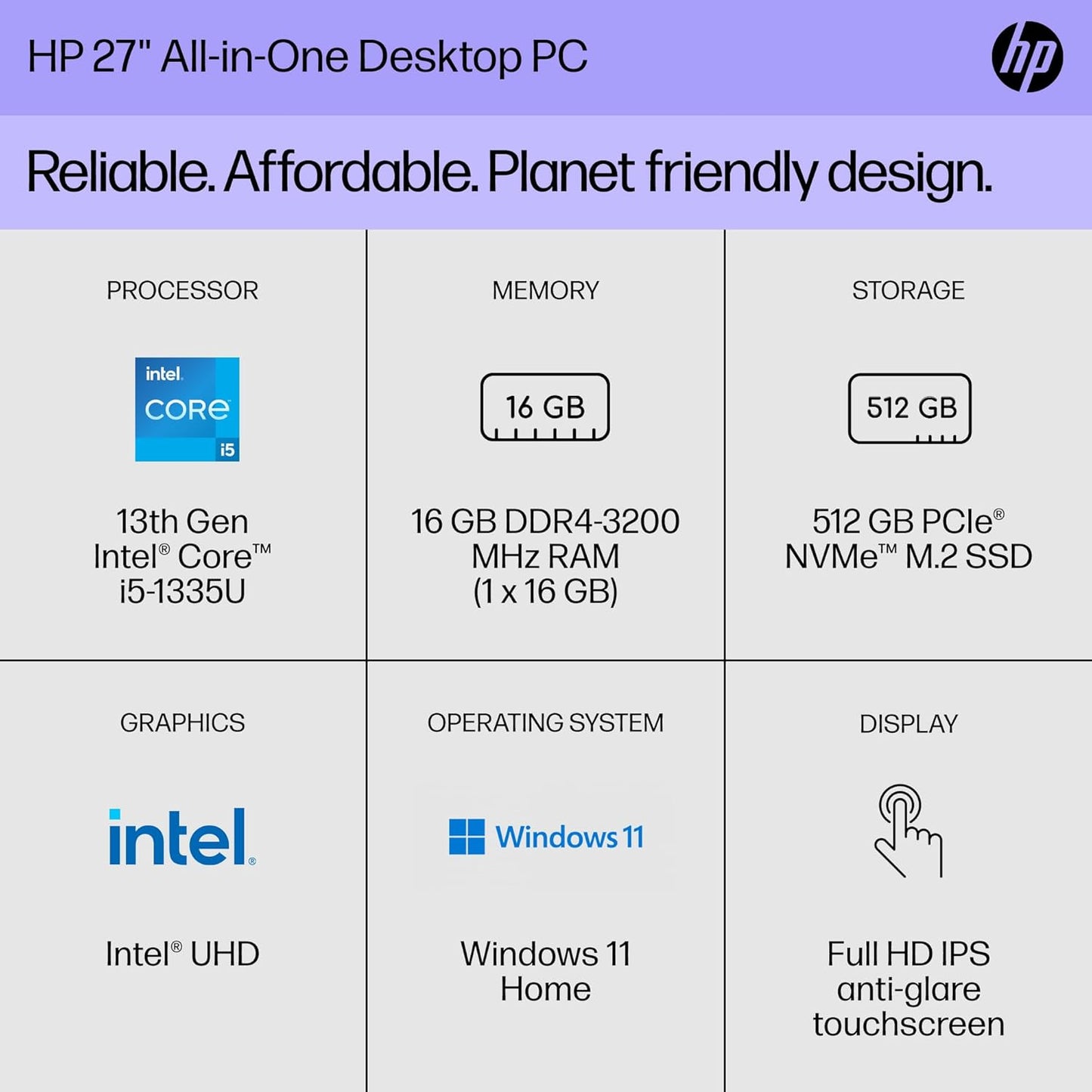 HP 7G9S3AA#ABA 27-inch All-in-One Desktop PC with Intel i5