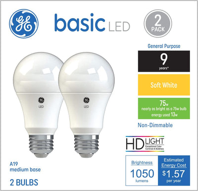 GE 37015 75 Watt Soft White LED Bulb 2-Pack