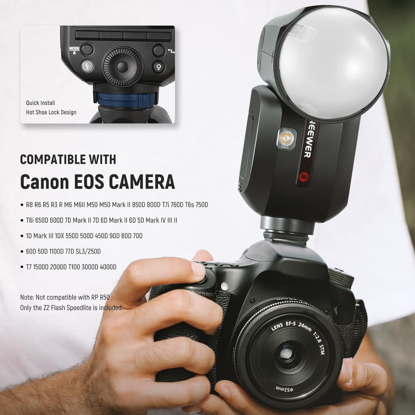 Neewer Z2-C 2.4G TTL Round Head Flash Canon