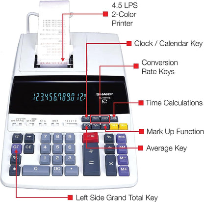 Sharp EL-1197p III Two-Color Printing Desktop Calculator