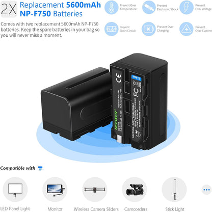 Neewer 10099856 Dual USB Charger + 2x NP-F750 Batteries