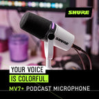 Shure MV7+-W Microphone, Podcast Dynamic USB/XLR, White