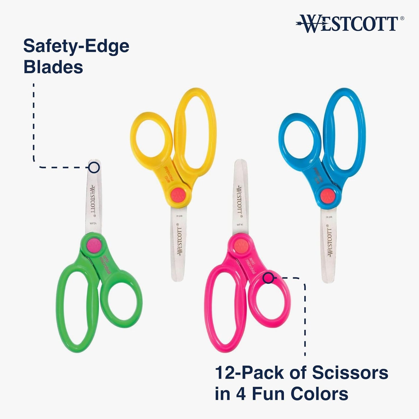 Westcott 14871 Kids Scissors, 5-Inch Blunt Tip, 12-Pack