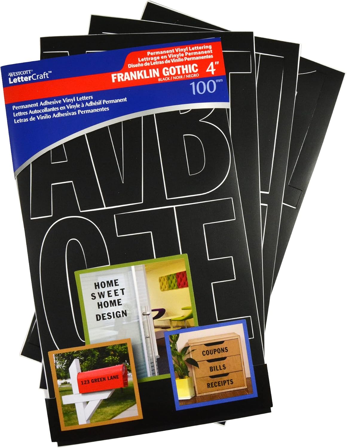 Westcott 15854 LetterCraft 4-Inch Vinyl Letters - Franklin Gothic Black