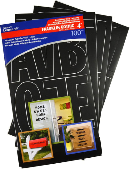 Westcott 15854 LetterCraft 4-Inch Vinyl Letters - Franklin Gothic Black