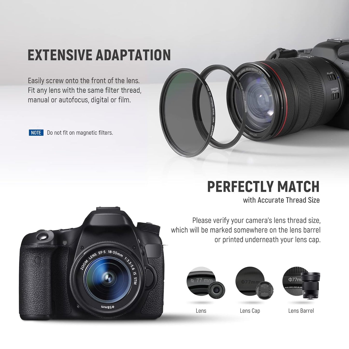 Neewer 90084559 20 Pcs Lens Filter Adapter Ring Kit