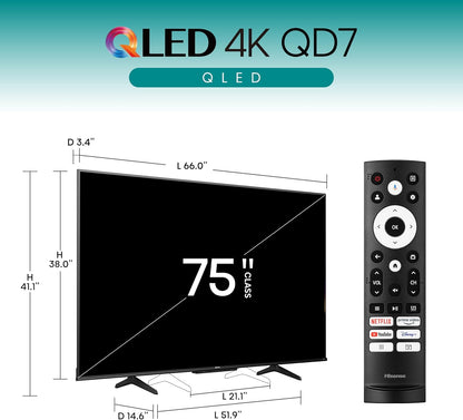 Hisense 75QD7N 75-Inch QLED 4K UHD Google TV 144Hz