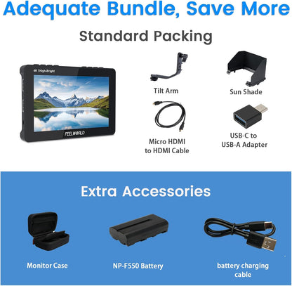 FEELWORLD F5 Pro X 5.5 Inch 4K HDMI Monitor Bundle