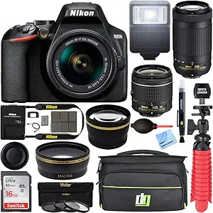 Nikon CRTE7NKD3500X2RB D3500 DSLR Dual Lens Kit (Renewed)