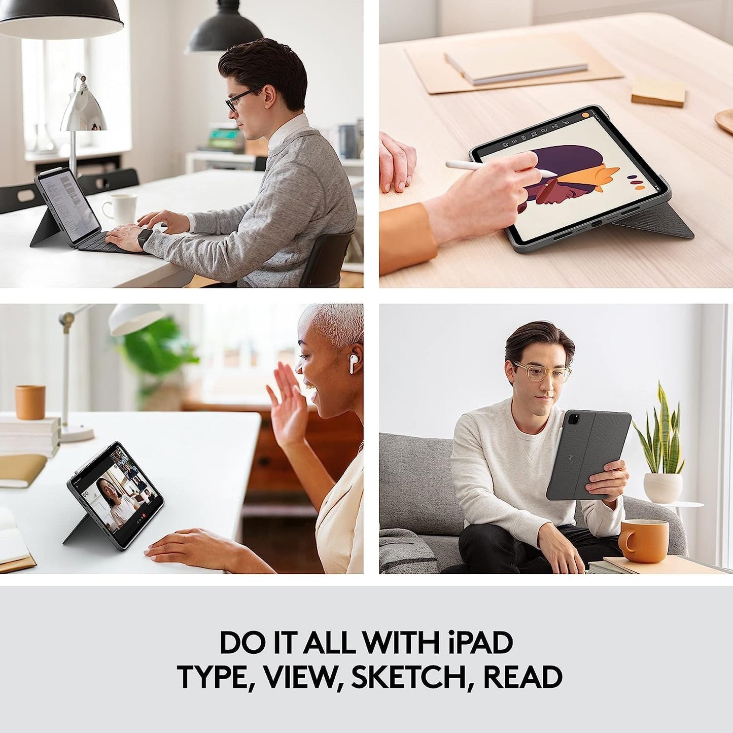 Logitech 920-010260 Combo Touch iPad Pro Keyboard Case Renewed