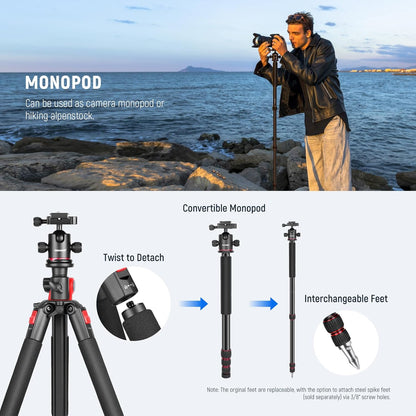 Neewer N284L+G0 79" Camera Tripod Monopod