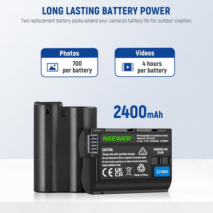 Neewer EN-EL15c 2-Pack Replacement Batteries Charger