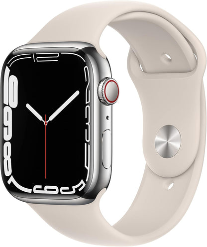 Apple MKJD3LL/A Watch Series 7: 45mm GPS + Cellular, Steel Case