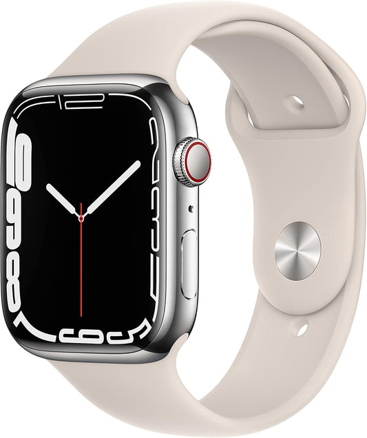 Apple MKJD3LL/A Watch Series 7: 45mm GPS + Cellular, Steel Case