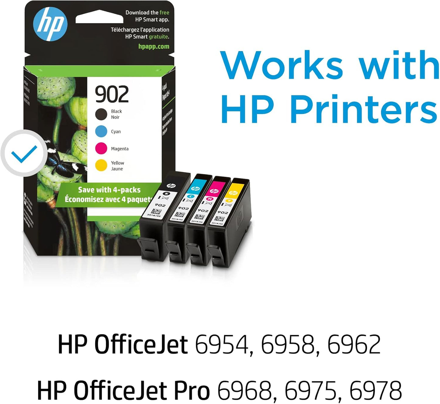 HP X4E05AN 902 Original Black/Color Ink Cartridge 4-Pack