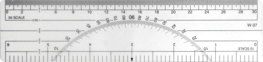 Westcott W-37 6" Protractor Ruler 10ths/50ths Transparent
