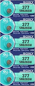 Sony 377 SR626SW 1.55V Silver Oxide Watch Battery 5-Pack — main product image