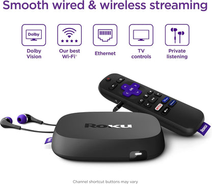 Roku Voice Remote Ultra LT (2023) 4K Streaming Player - HDMI, Headphones (Renewed)