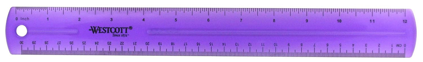 Westcott 16024 12-Inch Jeweltone Purple Plastic Ruler