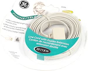 GE 20396 Phone Line Cord 25ft + Wall Adapter