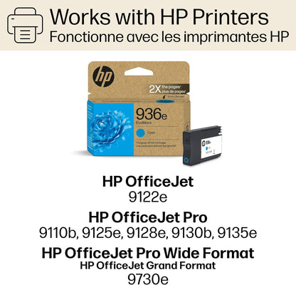 HP 4S6V3LN 936e EvoMore Cyan Ink Cartridge