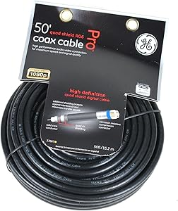 GE 37667 RG6 Quad Shield Coax Cable 50 ft — main product image