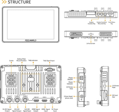 FEELWORLD MI24040801 S7 7" 12G-SDI Touchscreen Monitor