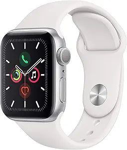 Apple Watch Series 5 - 40mm Silver Aluminum, White Band (Renewed)