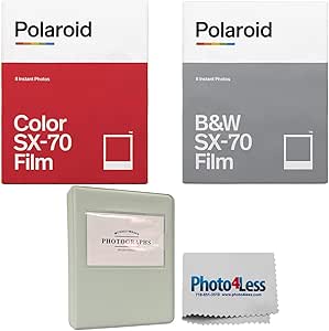 Polaroid SX-70 Color & B&W Instant Film Pack + Album