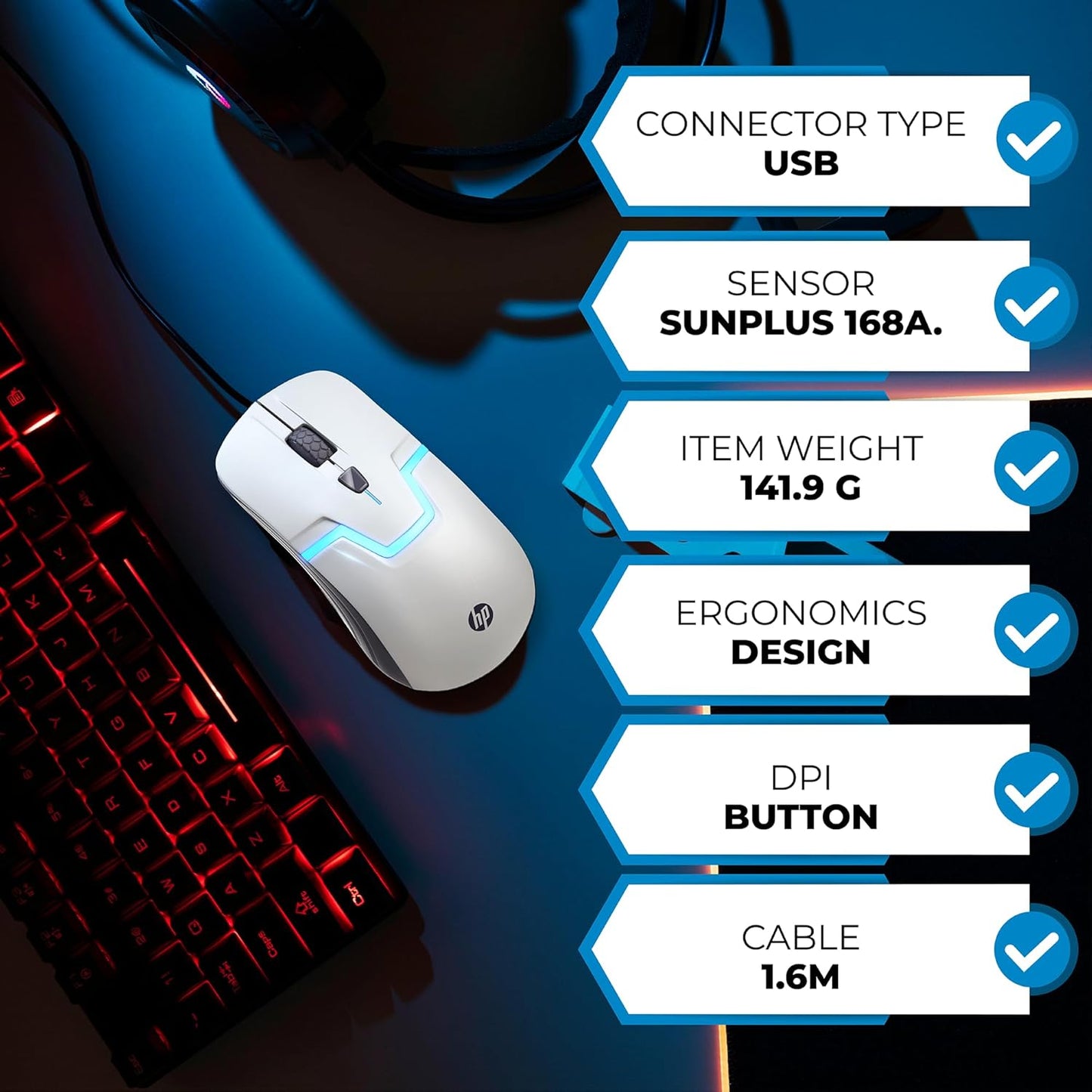 HP M160 Wired Gaming Mouse with LED Lighting