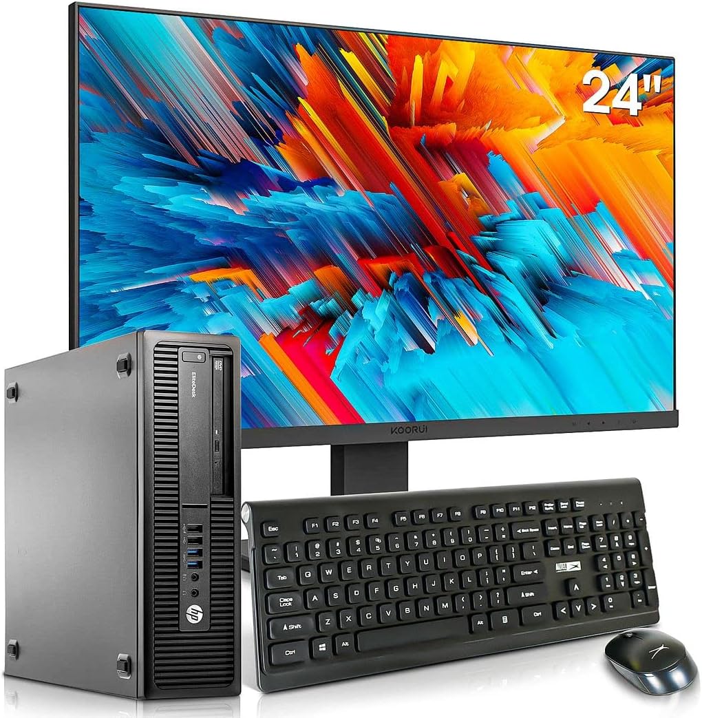 HP EliteDesk 800 G1 SFF PC with 24" Monitor (Renewed)