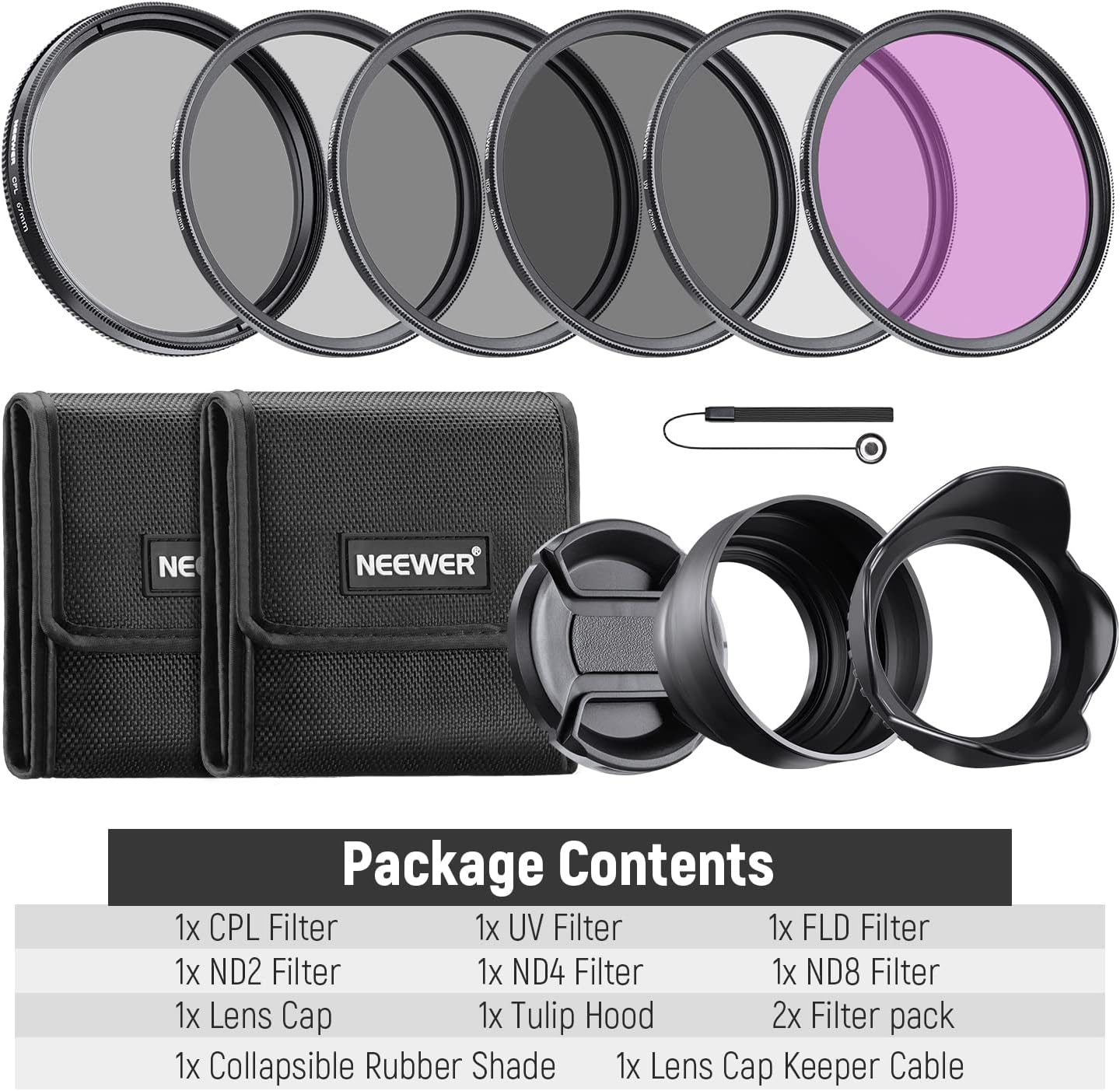 NEEWER 10088186 67mm Filter Kit UV CPL ND