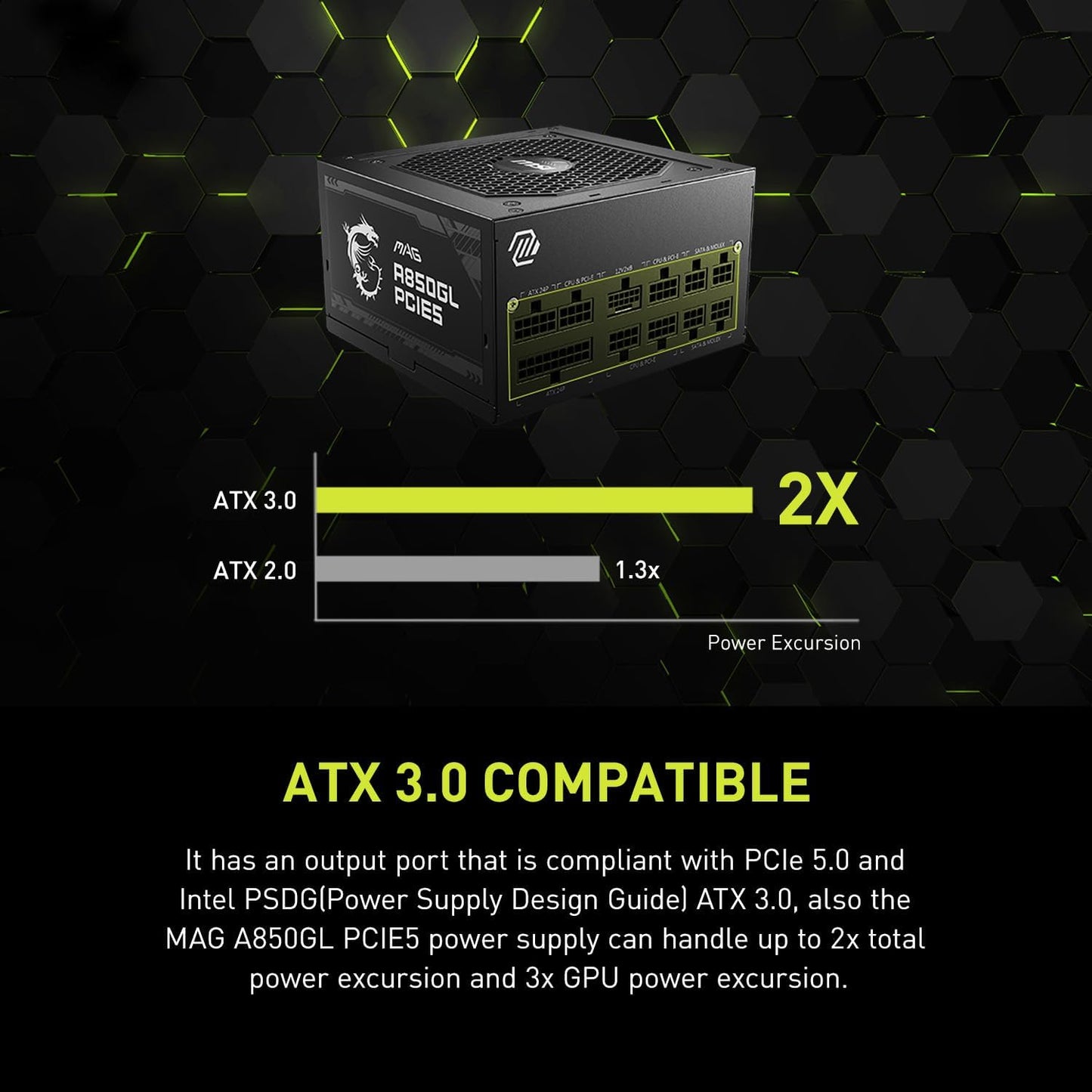 MSI MPG A850GL 850W PCIE 5.1 ATX 3.1 Power Supply