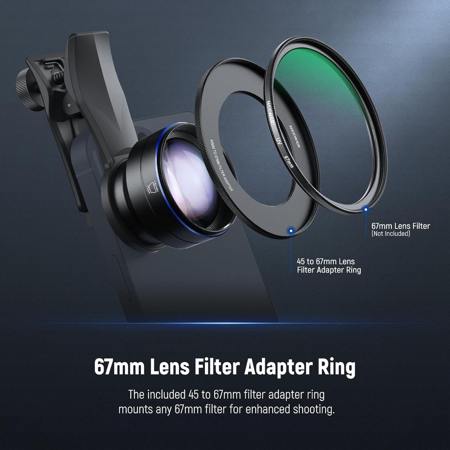 Neewer 10104552 2X Telephoto Lens Phone Clip
