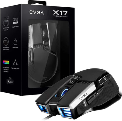 EVGA 903-W1-17BK-KR X17 Wired Gaming Mouse