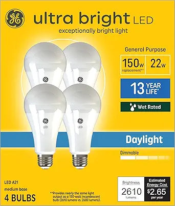 GE 93130644 150W Equivalent Daylight LED 4-Pack
