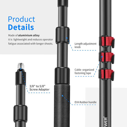 Neewer ST-NW-7000 Mic Boom Arm: Extendable, Handheld, Adapter Included